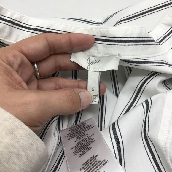 Joie Poin Ruffled Striped Button Down Shirt C3 - Picture 7 of 8